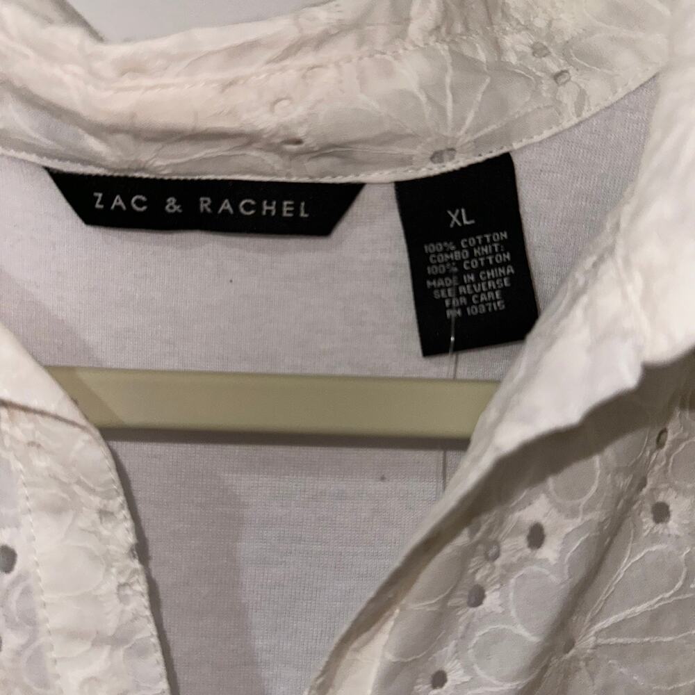 ZAC & RACHEL White Floral Design Eyelet Sleeveless Top XL - Picture 5 of 5